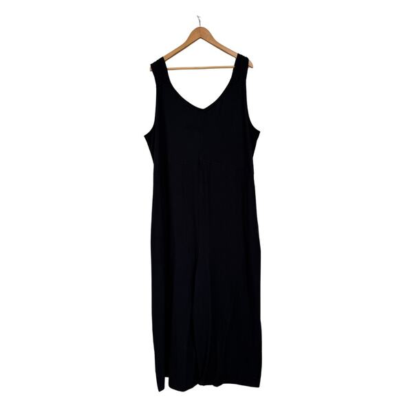 Cuddl Duds Flexwear Wide Leg V Neck Jumpsuit Black Stretch Soft 3X Plus Size - Picture 3 of 5